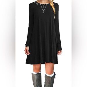 Black long sleeve t-shirt dress Large